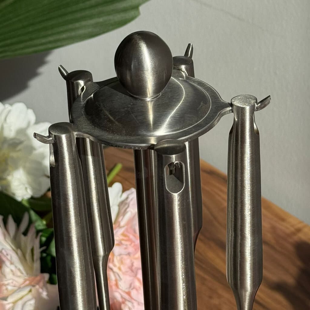 Elegant Gold Stainless Steel Cooking Utensil Set With Stand 3