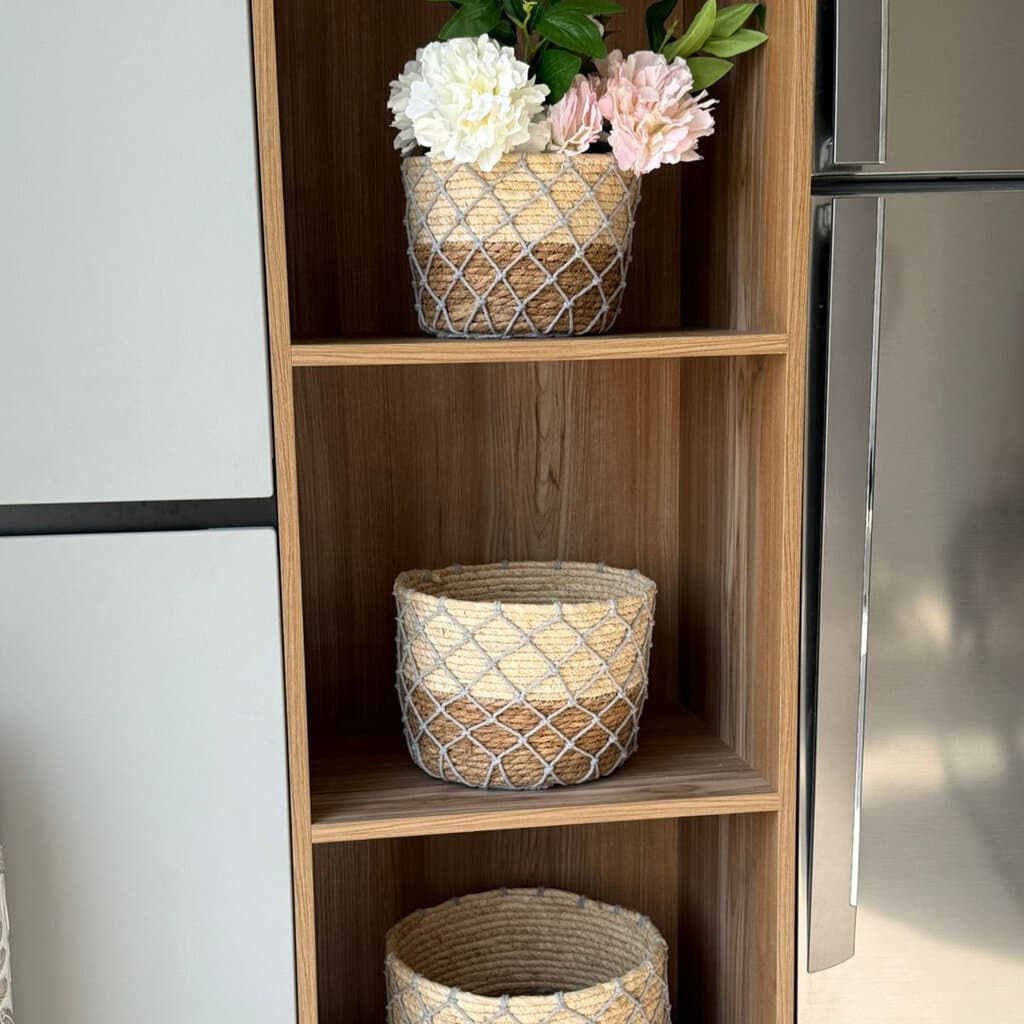 Woven Planter Baskets With Macrame Netting 2