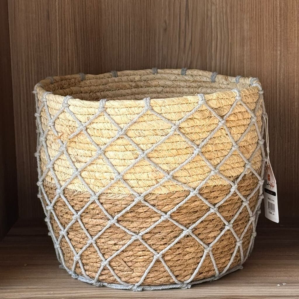 Woven Planter Baskets With Macrame Netting 9