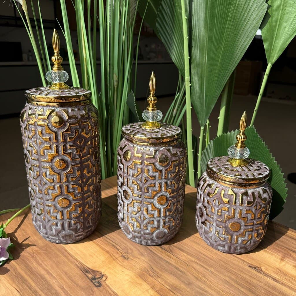 Golden Mosaic Accent Jar Collection 4
