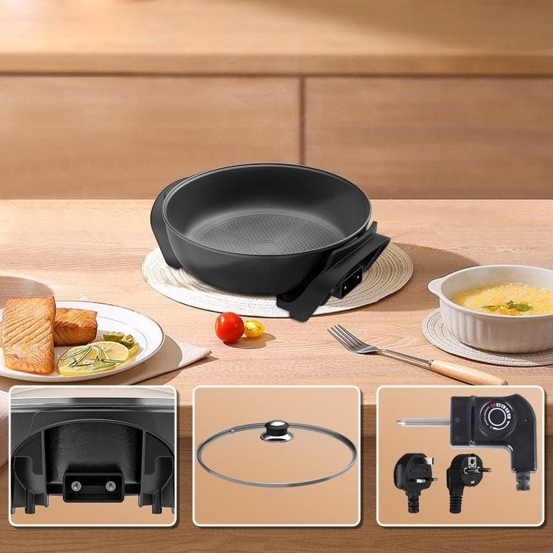 5.2L Electric Nonstick Frying Pan With Glass Lid 4
