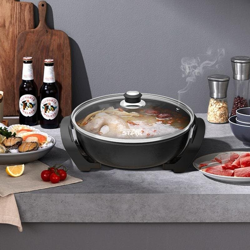 5.2L Electric Nonstick Frying Pan With Glass Lid 2