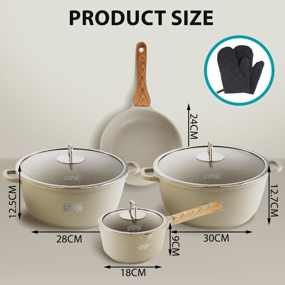4PCS Die-Cast Aluminum Non-Stick Cookware Set 5