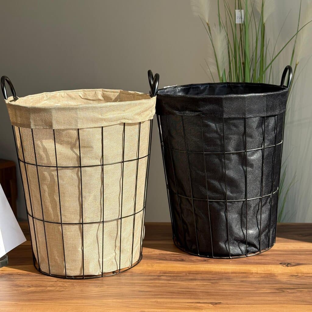 Multi-Purpose Metal Storage Basket With Fabric Inner Lining - Round 2