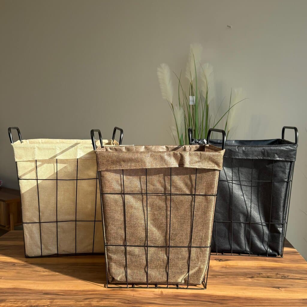 Multi-Purpose Metal Storage Basket With Fabric Inner Lining 2
