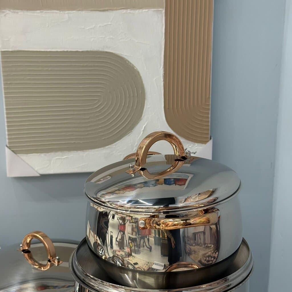 6PCS- Stainless Steel Cookware Set with Rose Gold Handle 4