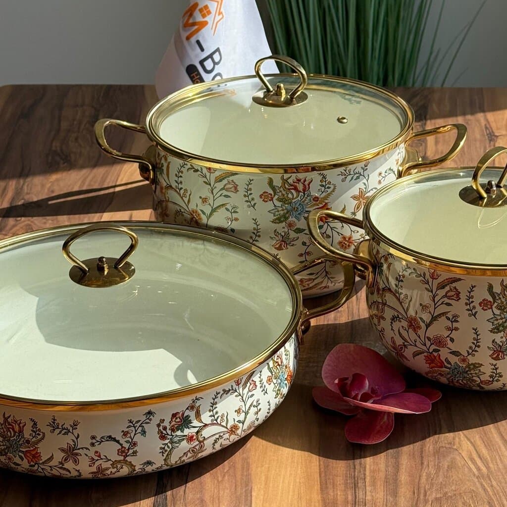 Floral Elegance Collection - Vintage Bloom Cookware - Set Of 3 2