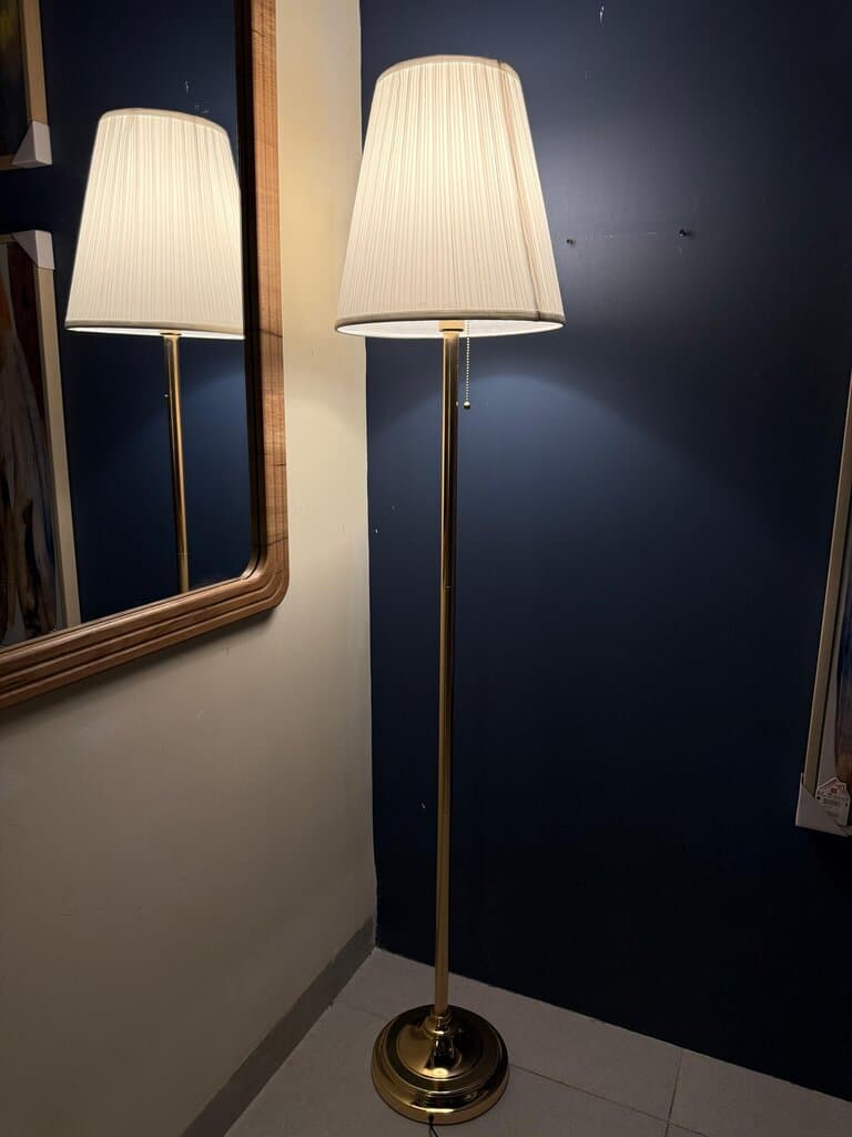 Elegant Gold Floor Lamp with Pleated Fabric Shade 6