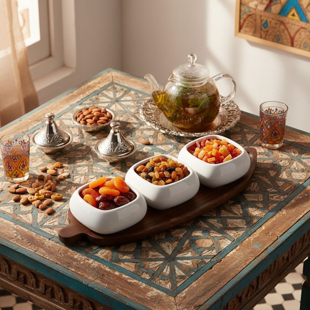 3-Piece Luxury Serving Bowl Set with Wooden Serving Stand 2