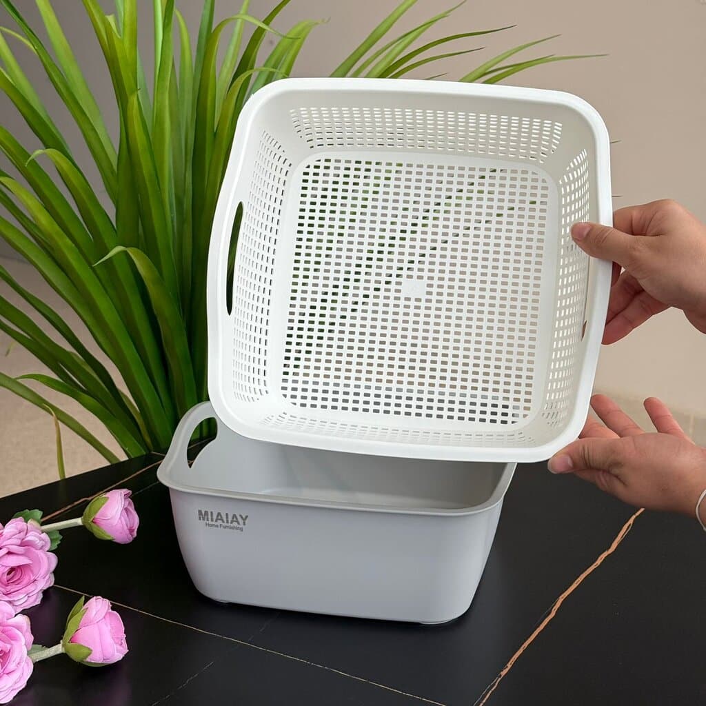 Double-Layer Plastic Drain Basket - Square 4