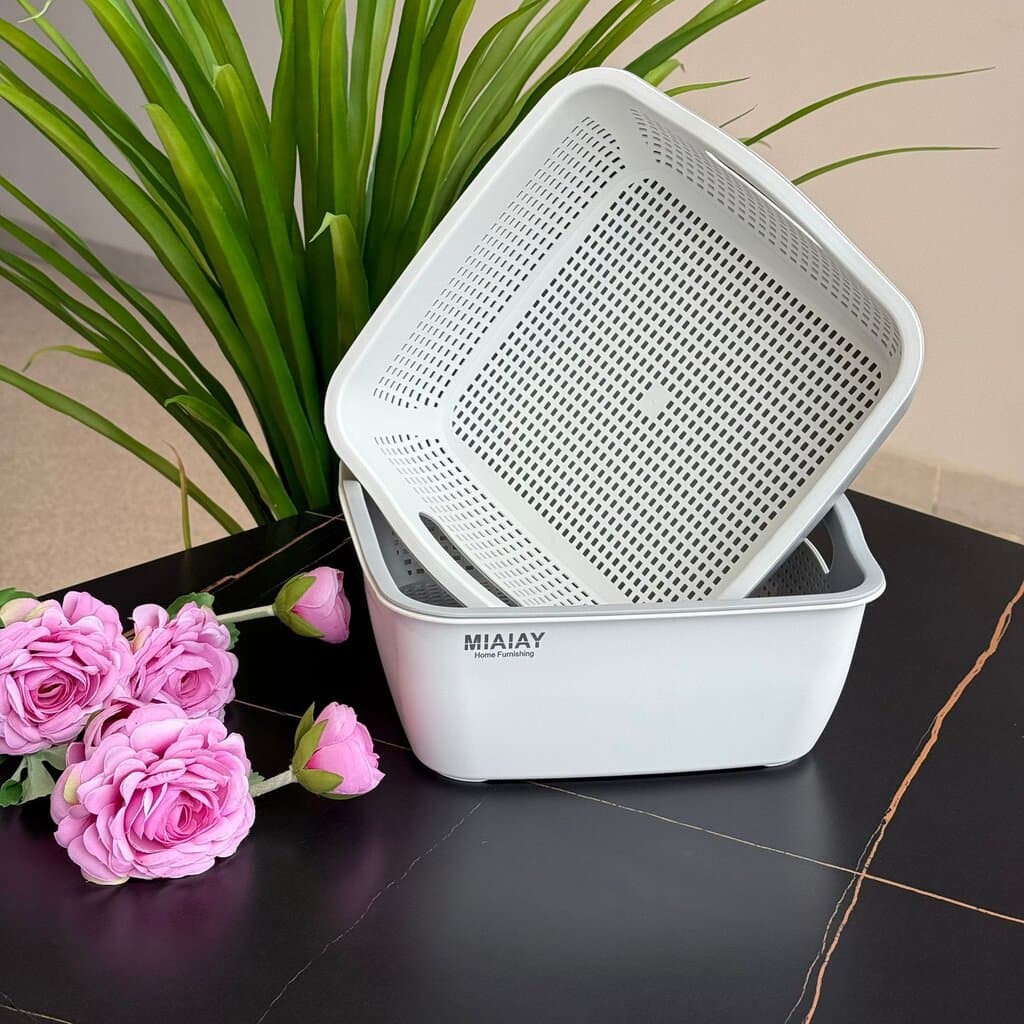 Double-Layer Plastic Drain Basket - Square 1