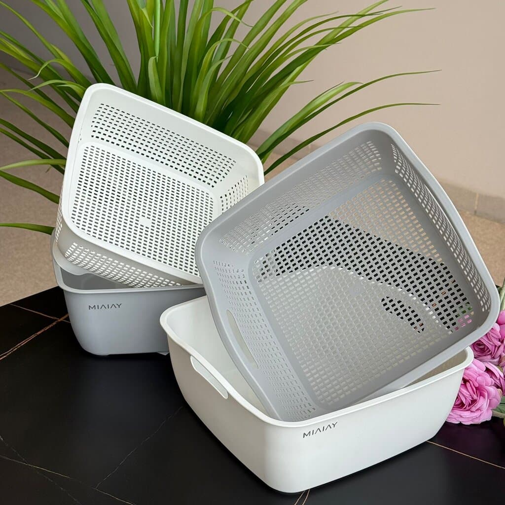 Double-Layer Plastic Drain Basket - Square 2