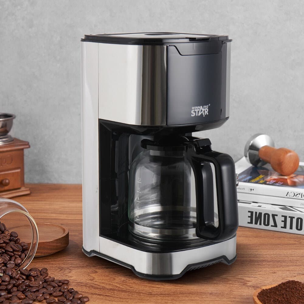 1.2L Stainless Steel Coffee Machine With Glass Pot 2