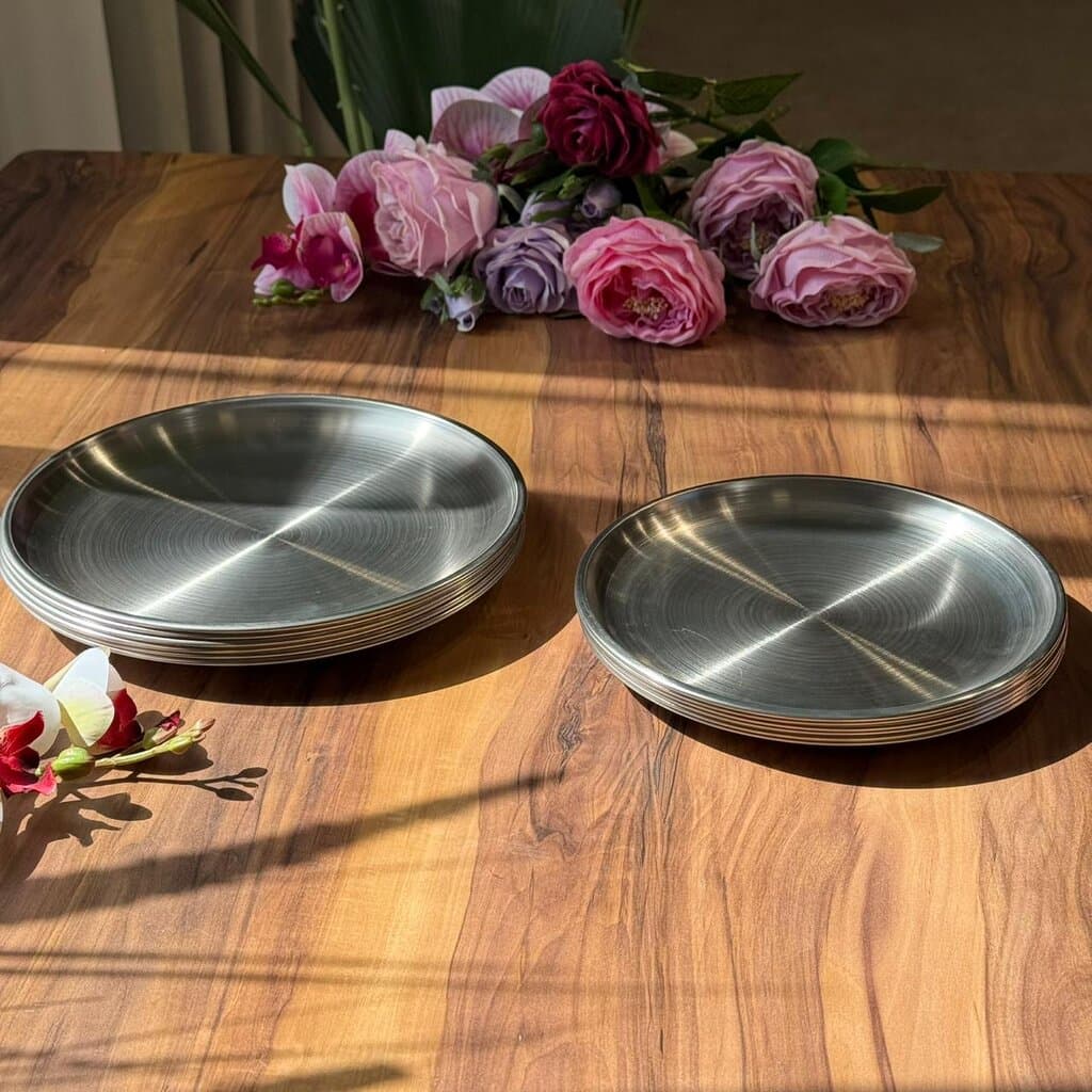 Multi-Purpose -Silver- Stainless Steel Plates Trays 4