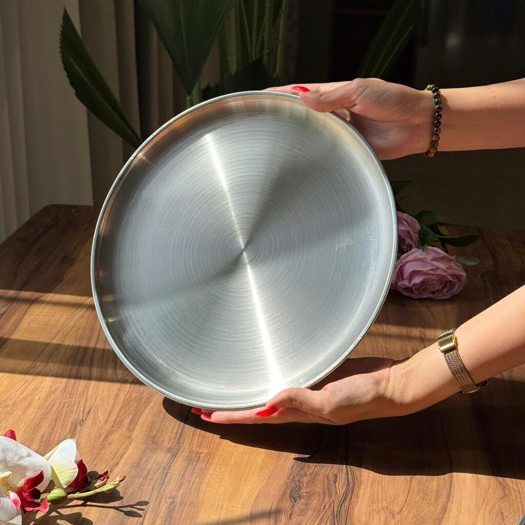 Multi-Purpose -Silver- Stainless Steel Plates Trays 7