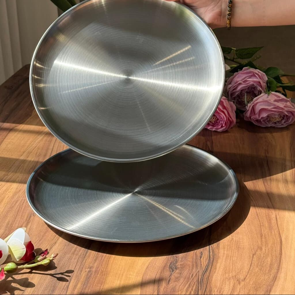 Multi-Purpose -Silver- Stainless Steel Plates Trays 2