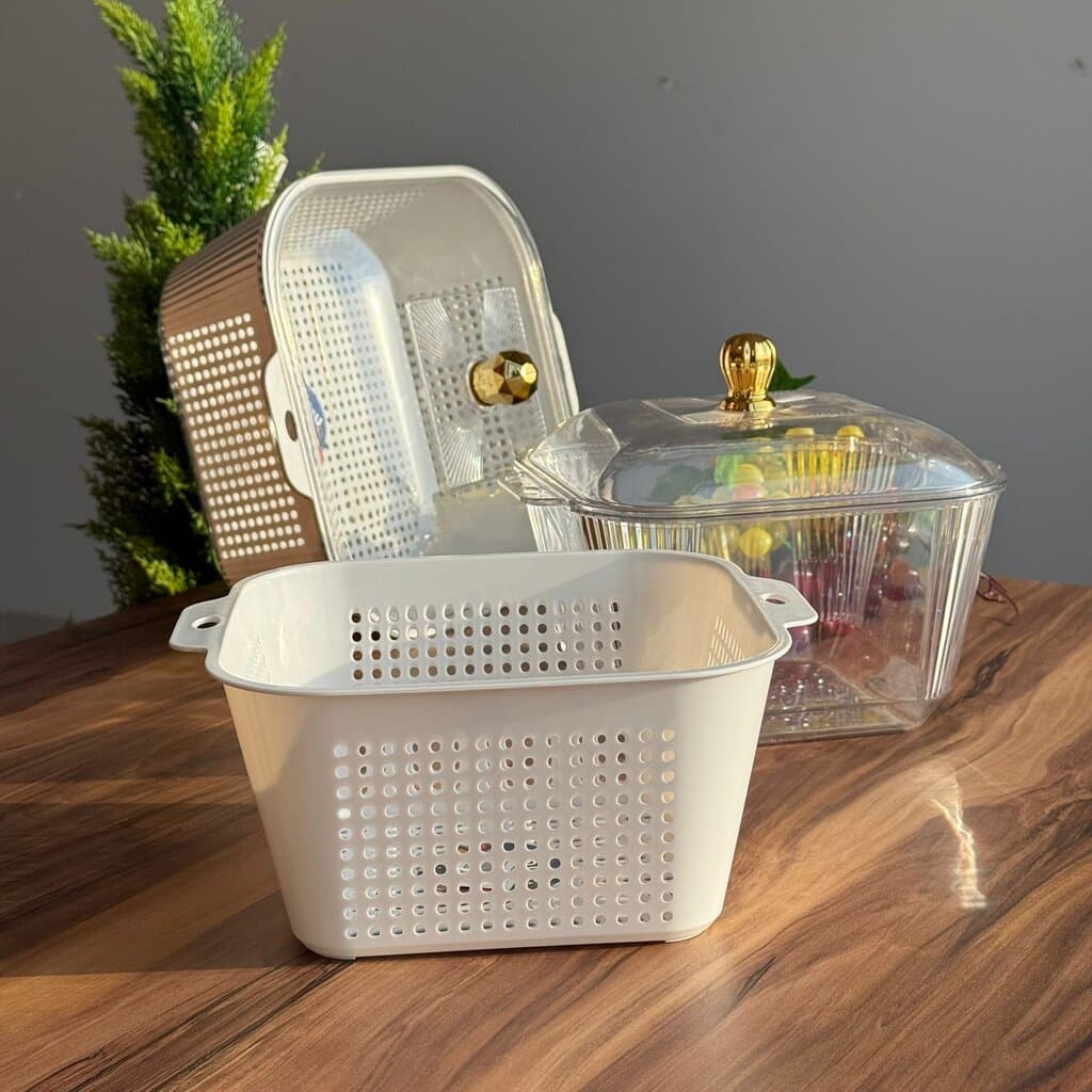 Multi-Purpose Washing & Storage Bowl Strainer With Lid 4