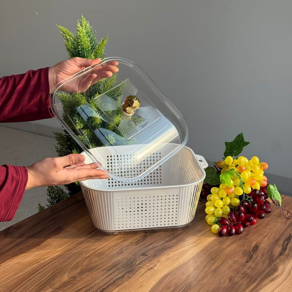Multi-Purpose Washing & Storage Bowl Strainer With Lid 5