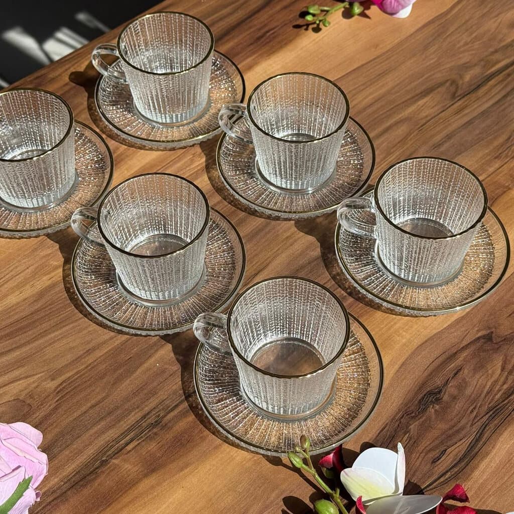 Classic Elegance Golden Rim - Glass Teacup Set 1