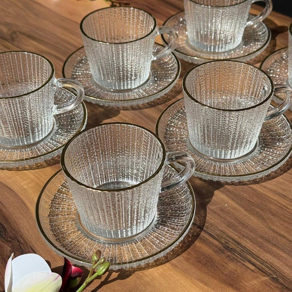 Classic Elegance Golden Rim - Glass Teacup Set 3