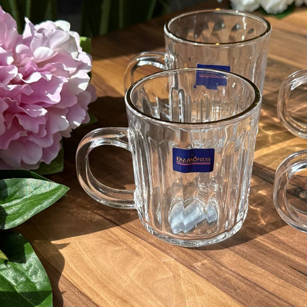 Golden Rim Glass Cup Set - 6 Pieces 2