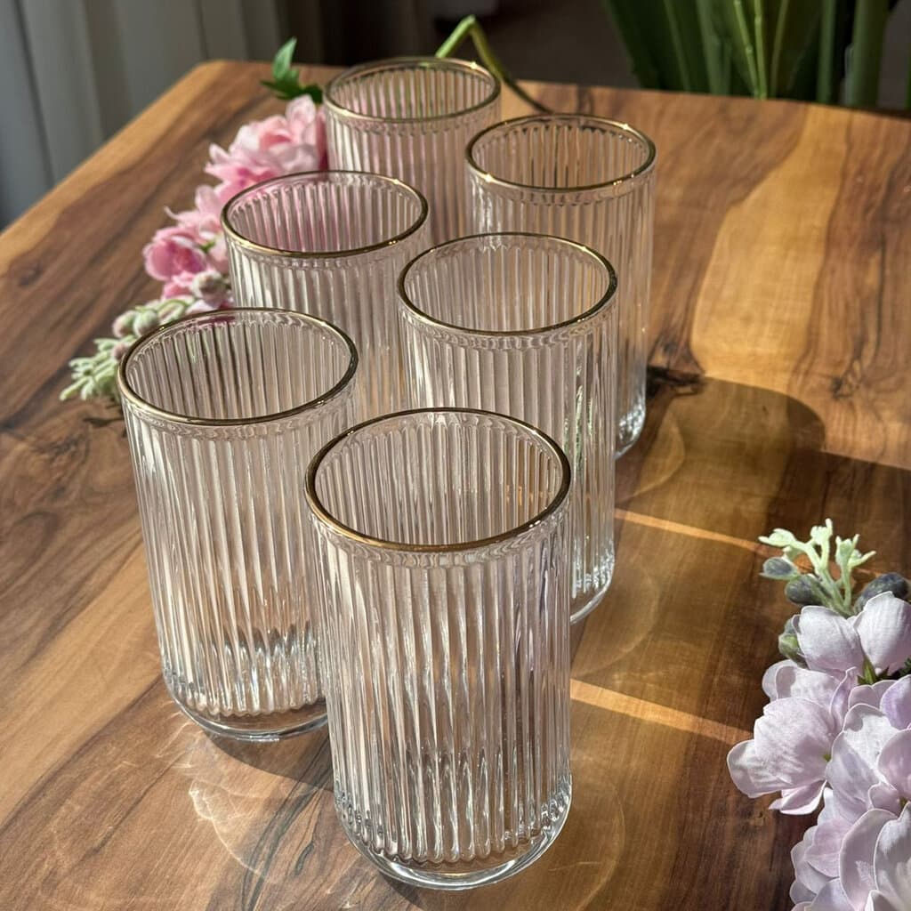 Golden Edge Ripple Glass Set - 6 Pieces 4