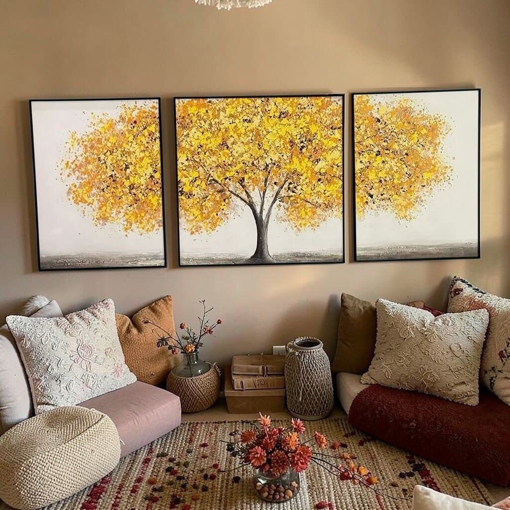 Golden Autumn Tree – Modern Wall Art Set (3 Pieces) 5