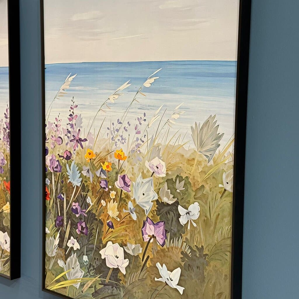 3 Pieces – Coastal Floral Landscape Framed Wall Art Set 3