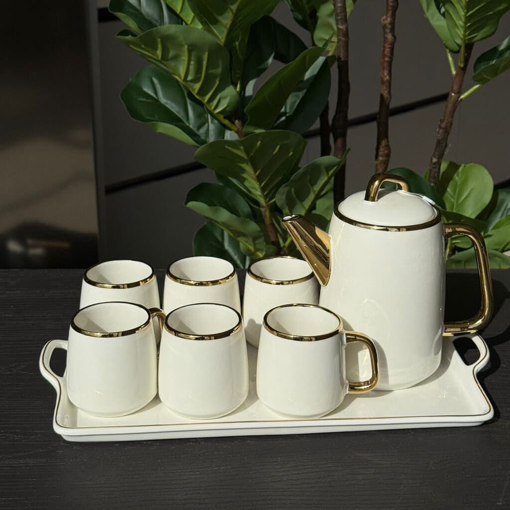 Luxury Ceramic Tea Set with Tray – 8 Pieces 2