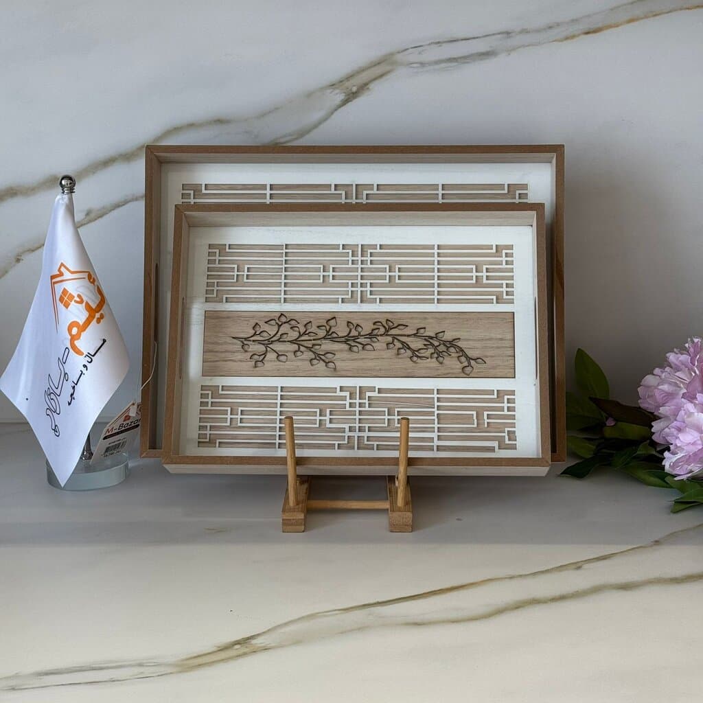 Luxury Elegant Wooden Serving Tray Set 2