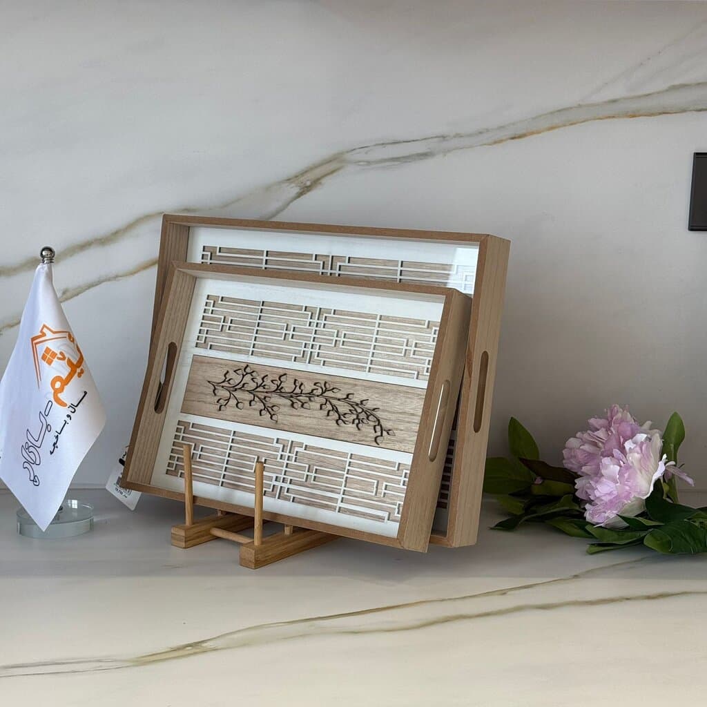 Luxury Elegant Wooden Serving Tray Set 3