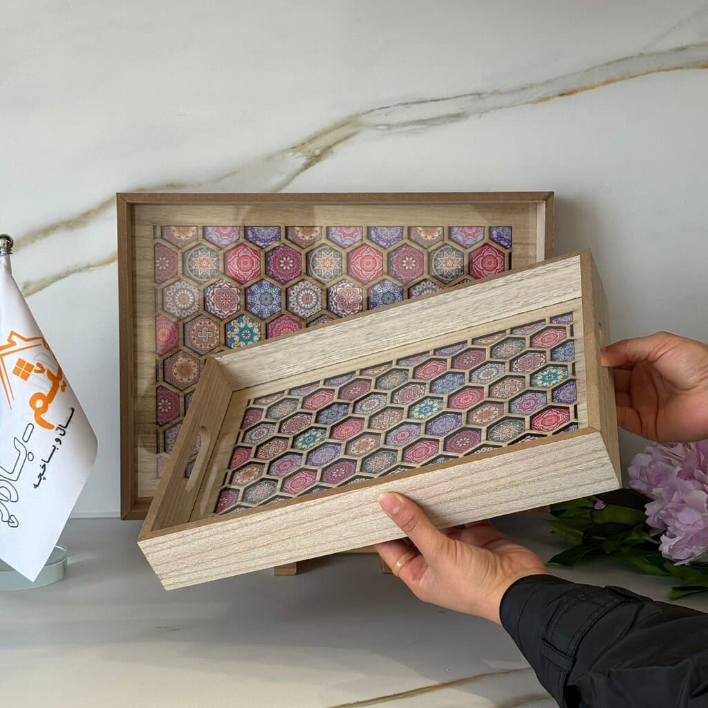 Luxury Wooden Serving Tray Set 4