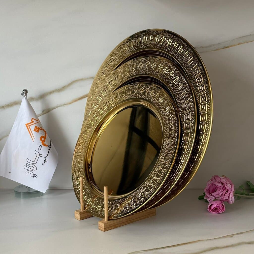 Elegant Metal Serving Tray (Gold / Bronze) 4