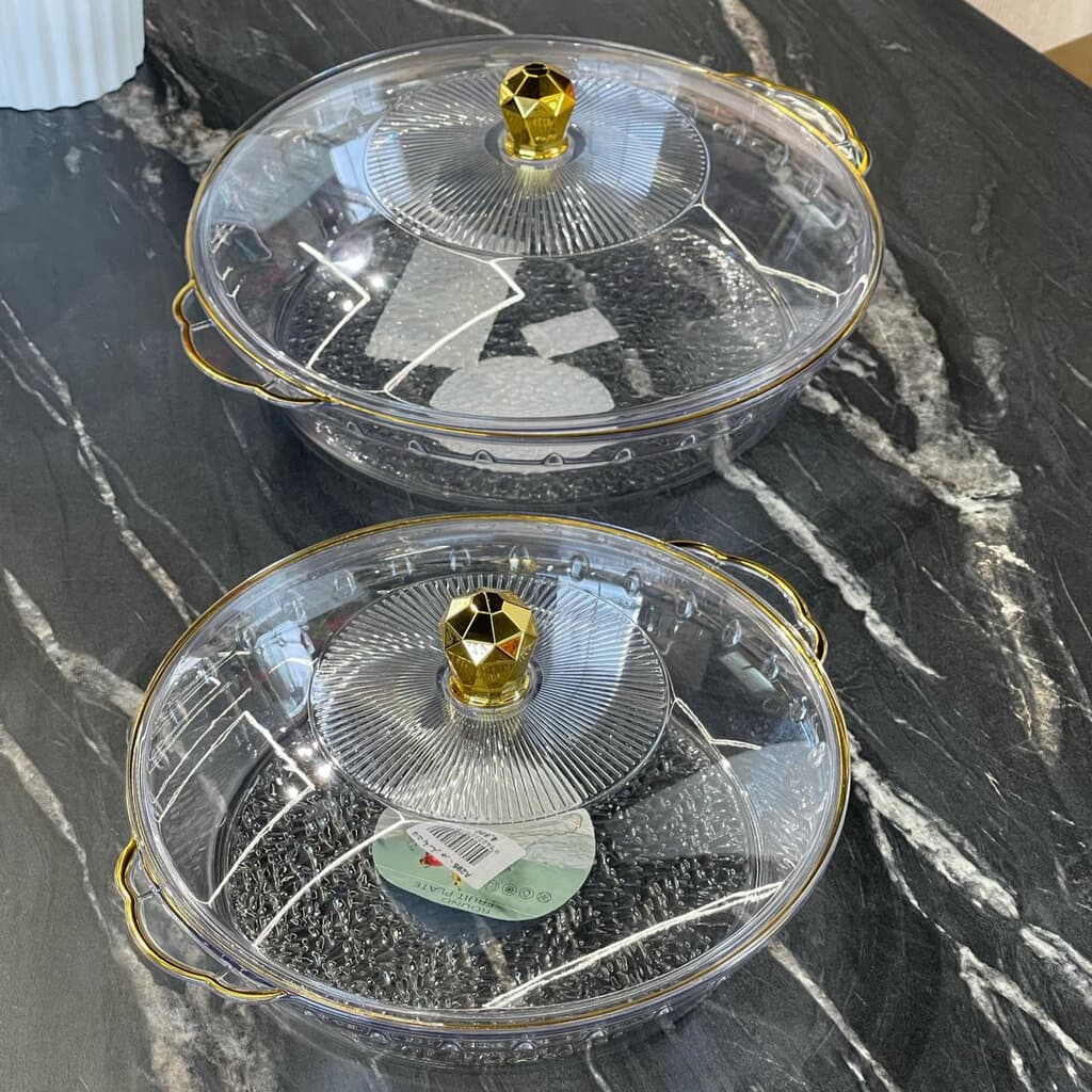 2 Sized Acrylic Casserole Dish With Lid 2