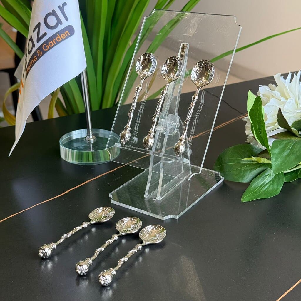 Royal Silver - Golden Vintage Pattern Spoons – Set of 6 4