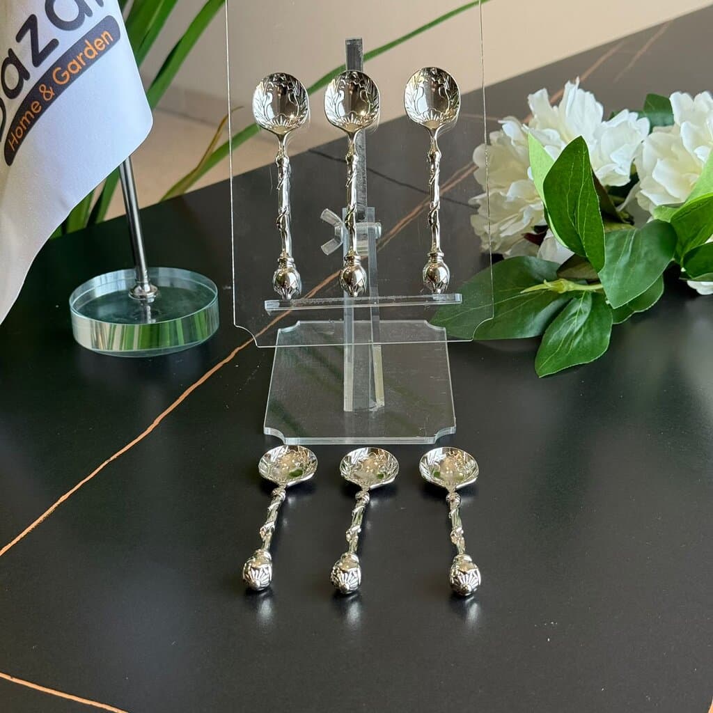 Royal Silver - Golden Vintage Pattern Spoons – Set of 6 5
