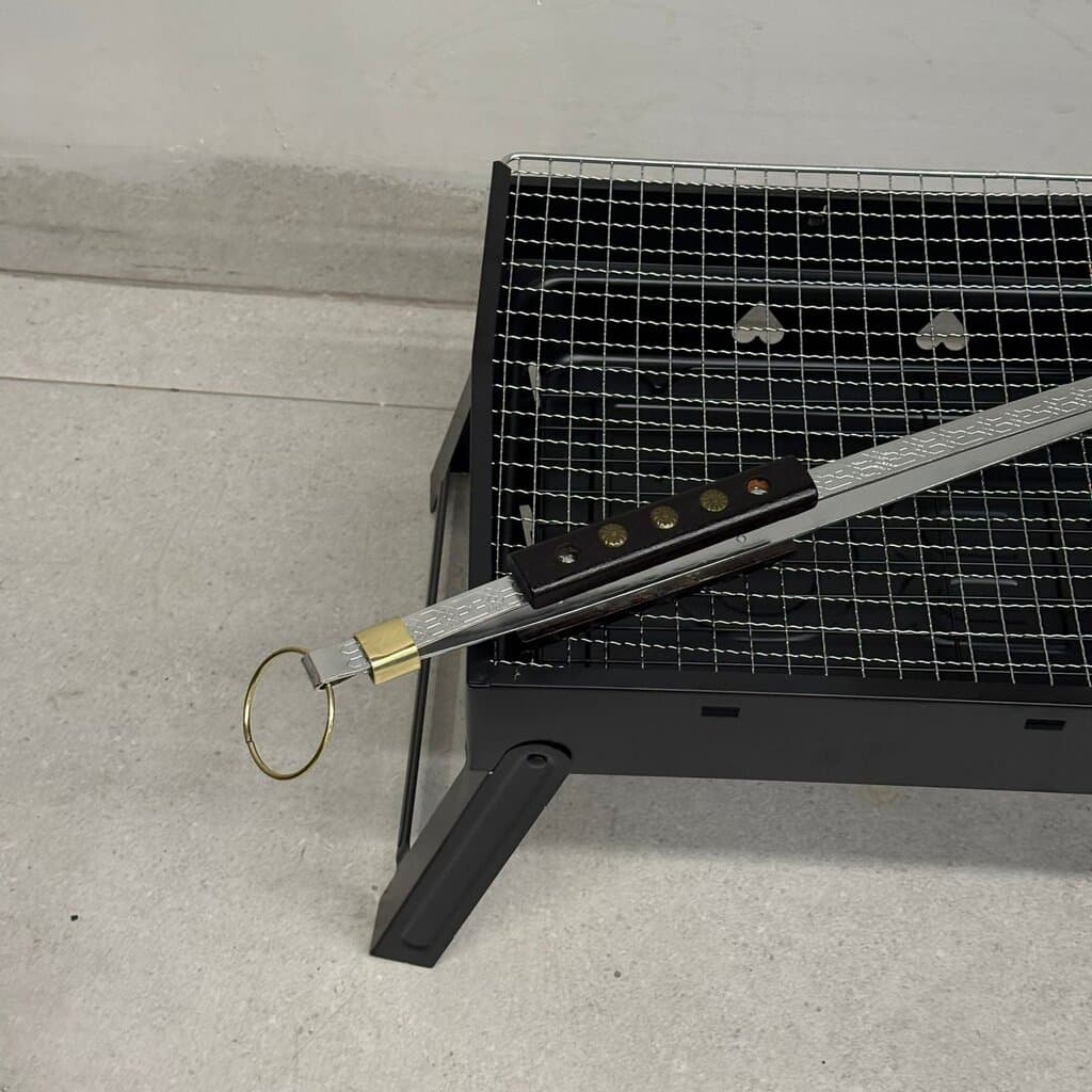 Premium Stainless Steel BBQ Fire Poker with Wooden Handle 4