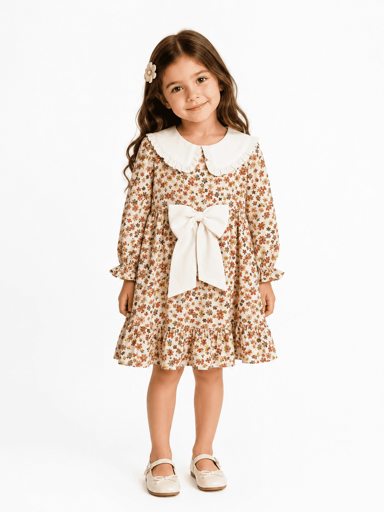 Anna Carino Girls' Premium Soft Cotton Everyday Dress - Brown (2 years) 1