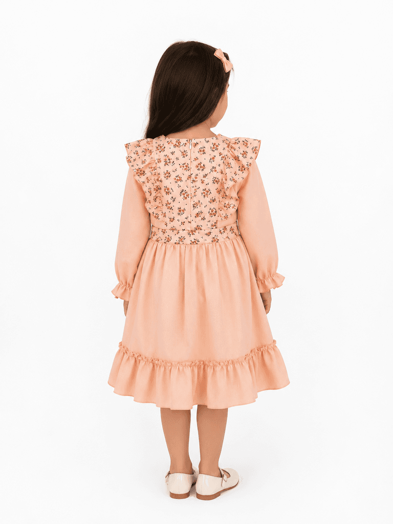 Pandax Girls Breathable Cotton Summer Dress - Peach (Size 5) 2