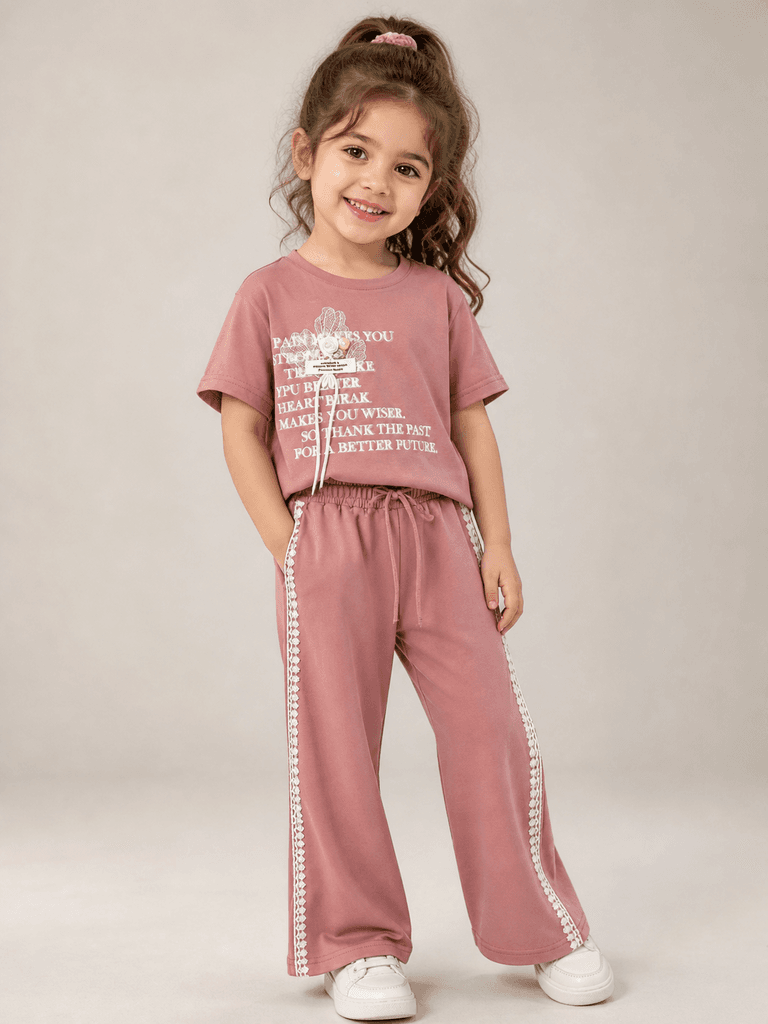 Pretty Life Kids' 100% Cotton T-Shirt and Pajama Set for Girls - Pink (5 years) 1