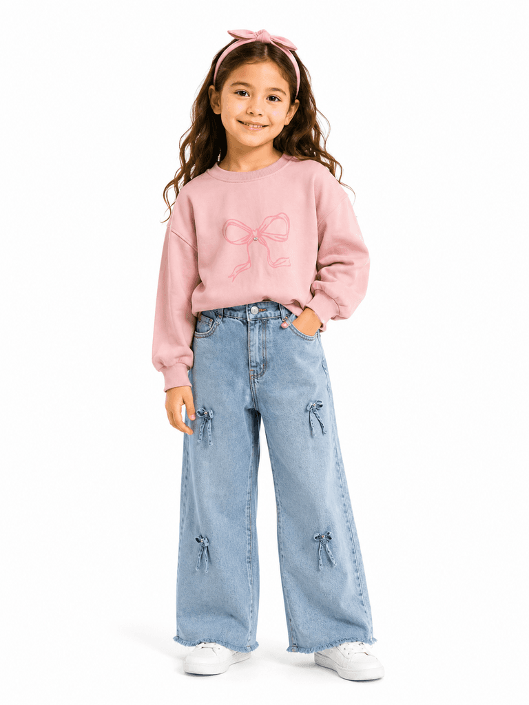 Pampal Premium Cotton Blouse and Pants Set for Girls - Light Pink (2 years) 1