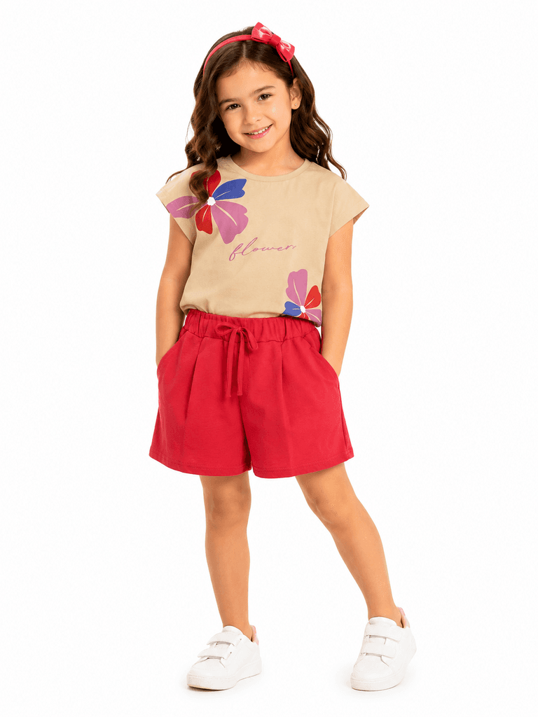 Mary Life Girls' Beige Cotton Cap Sleeve Short Summer Dress - 11 years 1