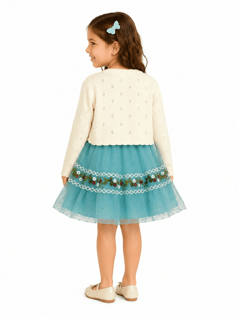 Mia Luca Girls' Premium 2-Piece Cotton Dress and Jacket Set - Blue (2 years) 2