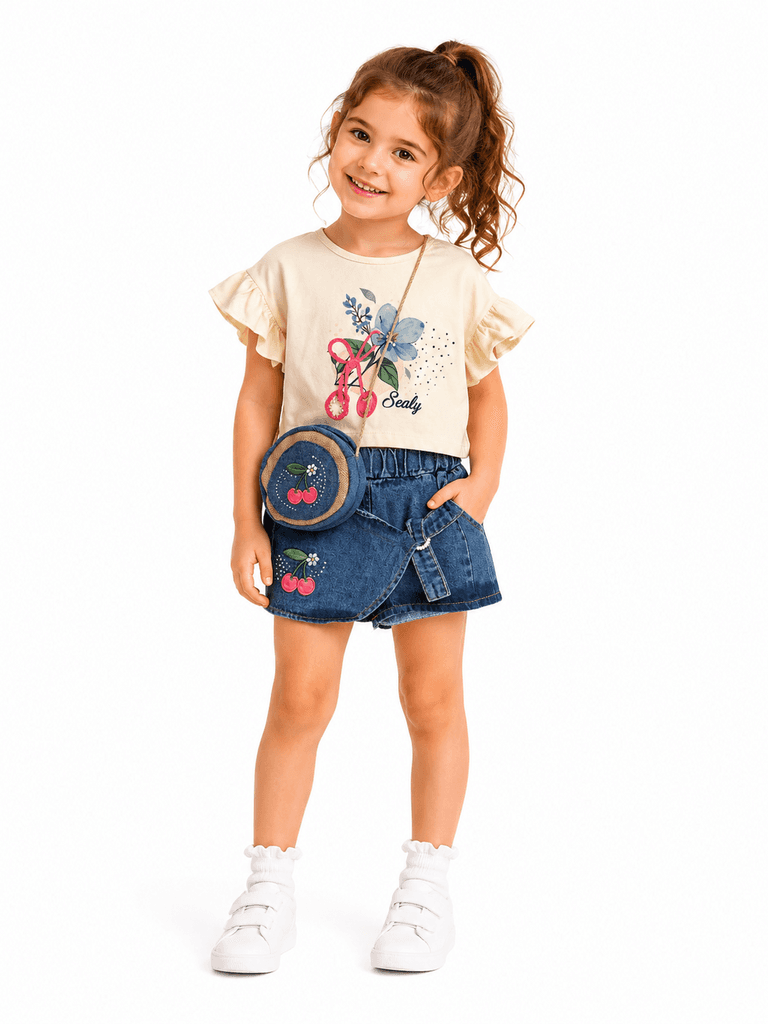 Sealy Kid Premium Cotton T-Shirt and Shorts Two-Piece Set - Ivory (3 years) 1