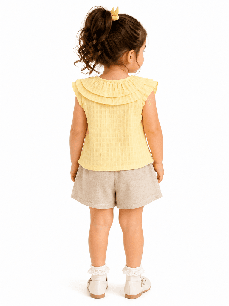 Pampal Kids' 100% Cotton T-Shirt and Shorts Set - Yellow, Size 7 2