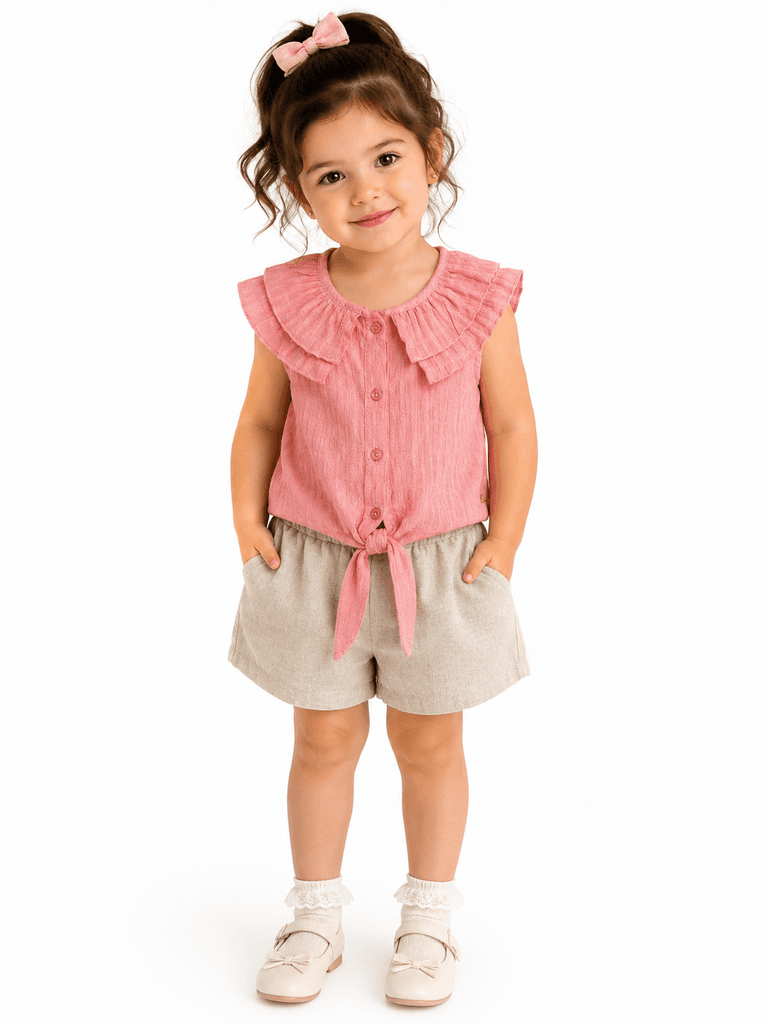 Pampal Kids' 100% Cotton T-Shirt and Shorts Set - Pink, Size 7 1