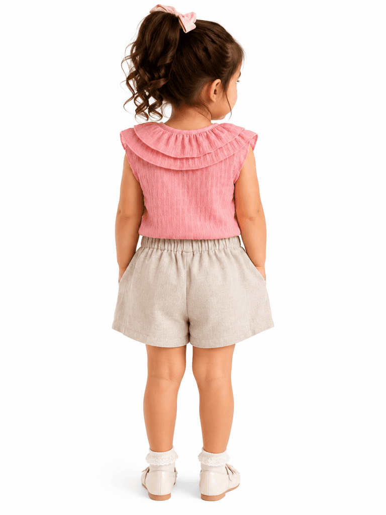 Pampal Kids' 100% Cotton T-Shirt and Shorts Set - Pink, Size 7 2