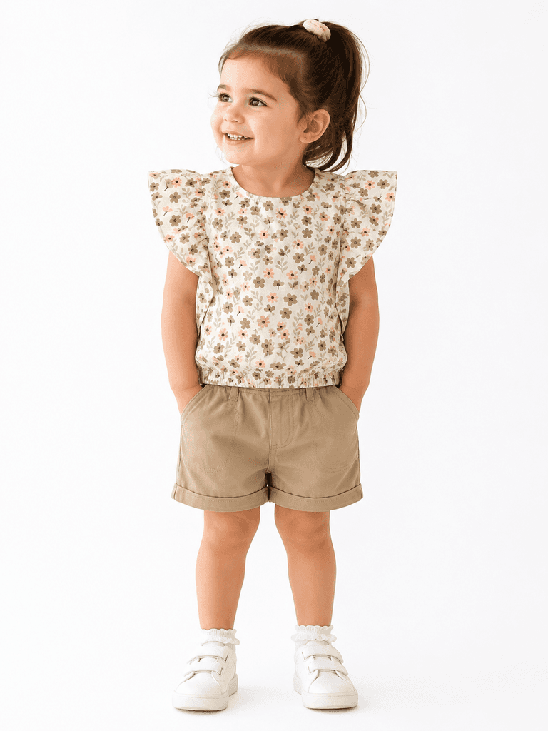 Pampal Kids' Two-Piece T-Shirt and Shorts Set - Beige (7 years) 1