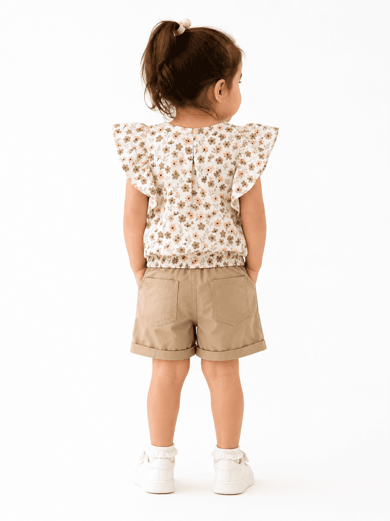 Pampal Kids' Two-Piece T-Shirt and Shorts Set - Beige (7 years) 2