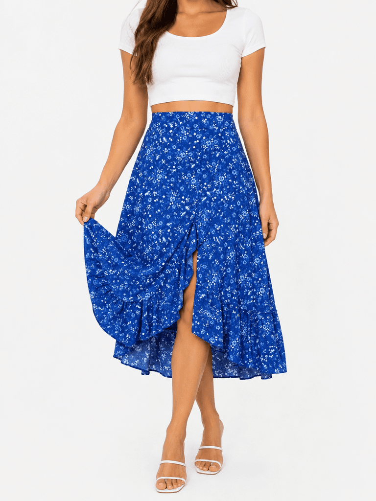Cazibe Women's Elegant Blue Polyester Skirt - S 1